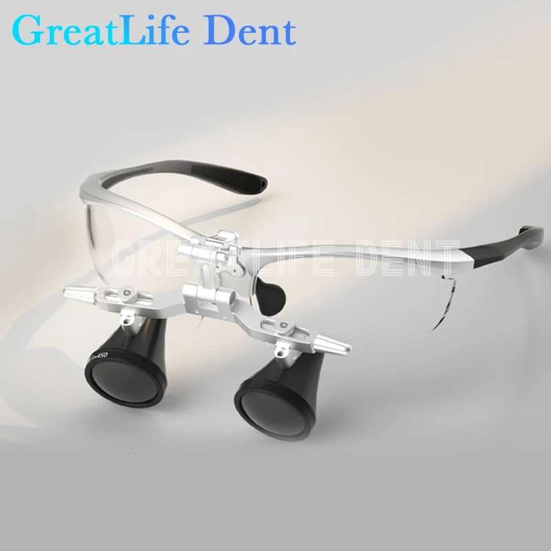 GreatLifeDentEighteethBRILLIANCEDentalLoupesHeadWearingGlasses