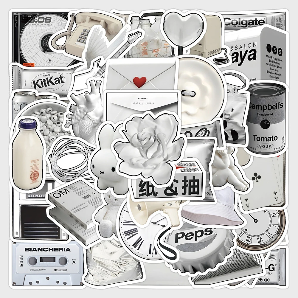 

10/30/63PCS Cool Ins Style Niche White Cartoon Stickers DIY Laptop Luggage Skateboard Graffiti Decals Fun for Kid Gift