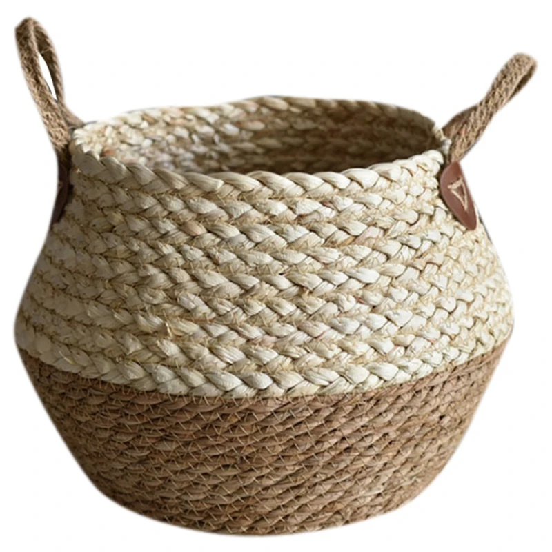 

Foldable Natural Flower Pot Seagrass Wicker Basket Home Decor Garden