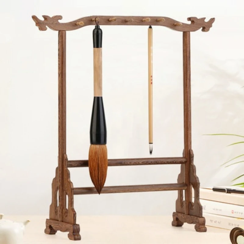 Solid Wood Calligraphie Brush Display Stand Simple Creative Brush Pen Rest Chinese Ink Painting Brush Rack Stand Retro Ornaments