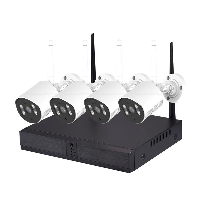 3MP 1296P iCsee APP 4CH 무선 NVR 키트 풀 컬러 비디오 IP 카메라 레코더