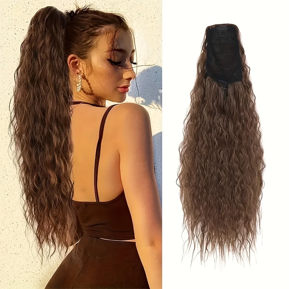 Long Kinky Curly Drawstring Ponytail Synthetic Clip in hair extensions wigs Corn whiskers wave Ponytails for Women for Daily