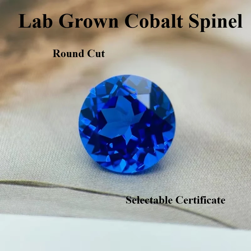 Hochwertiger, im Labor gezüchteter Cobalt-Spinell-Edelstein in runder Form für die Herstellung von Schmuck, Ringe und Anhängern – Materialien zur Auswahl, Zertifikat erhältlich.