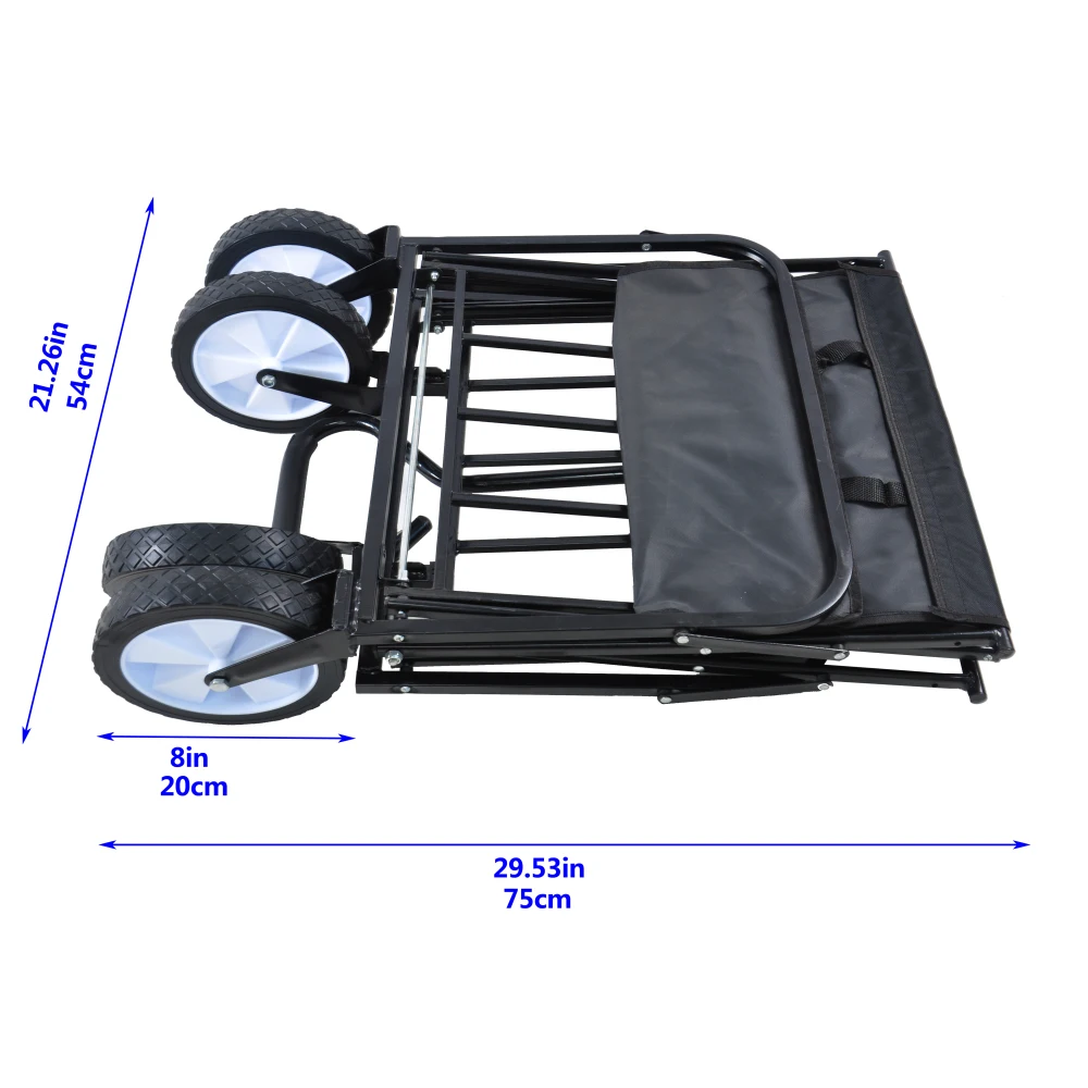 Folding Wagon Garden Shopping Beach Cart,Wagon Gardon Cars with Two Brakes for Beaches, Gardens, Parks, Camping