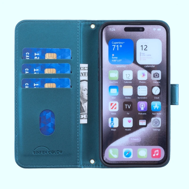 Luxury Checkered Leather Wallet Flip Case Cover in Elegant Design