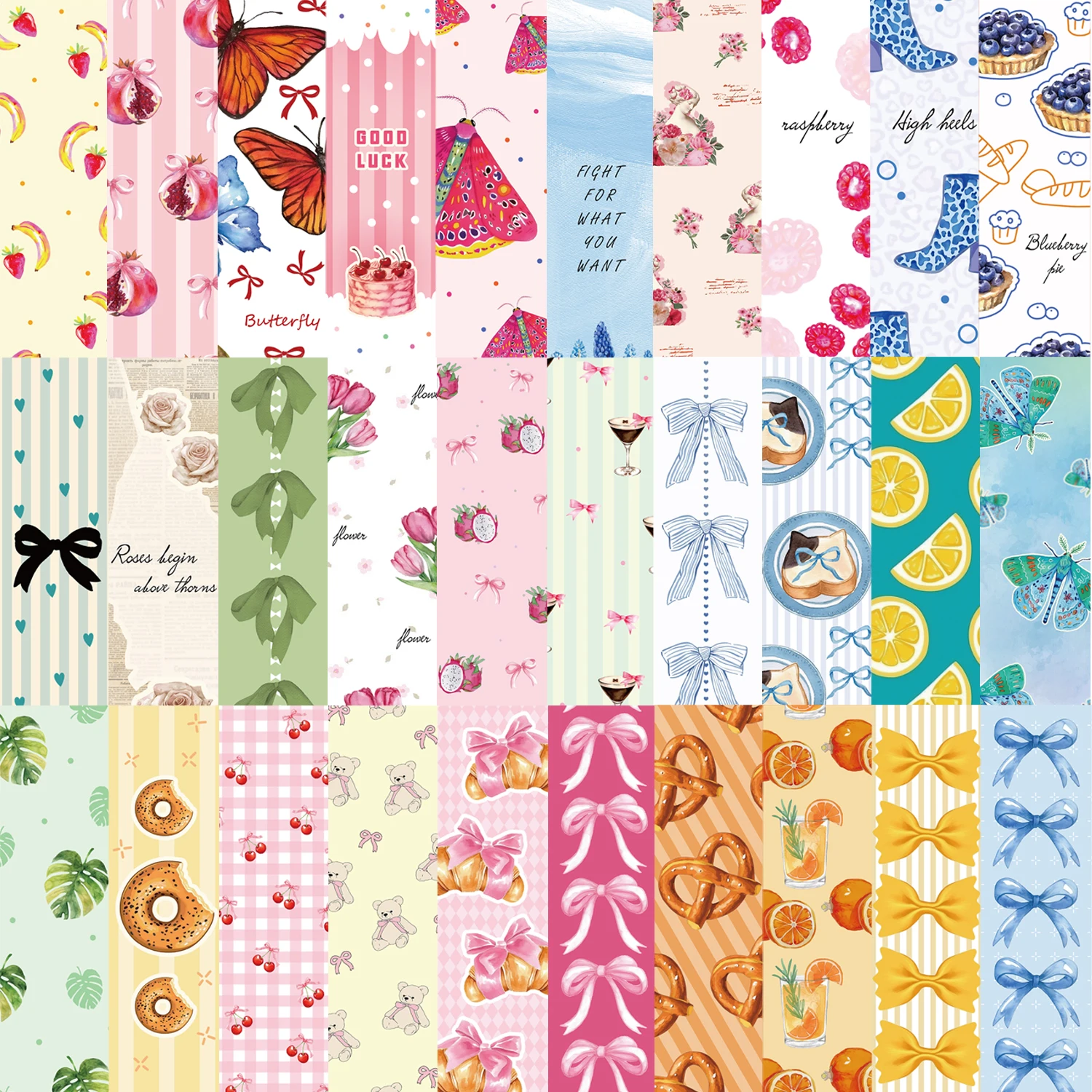 Bookmarks 30Pcs Coquette Doodle Assorted Designs Premium Paper Set for Readers Book Page Markers