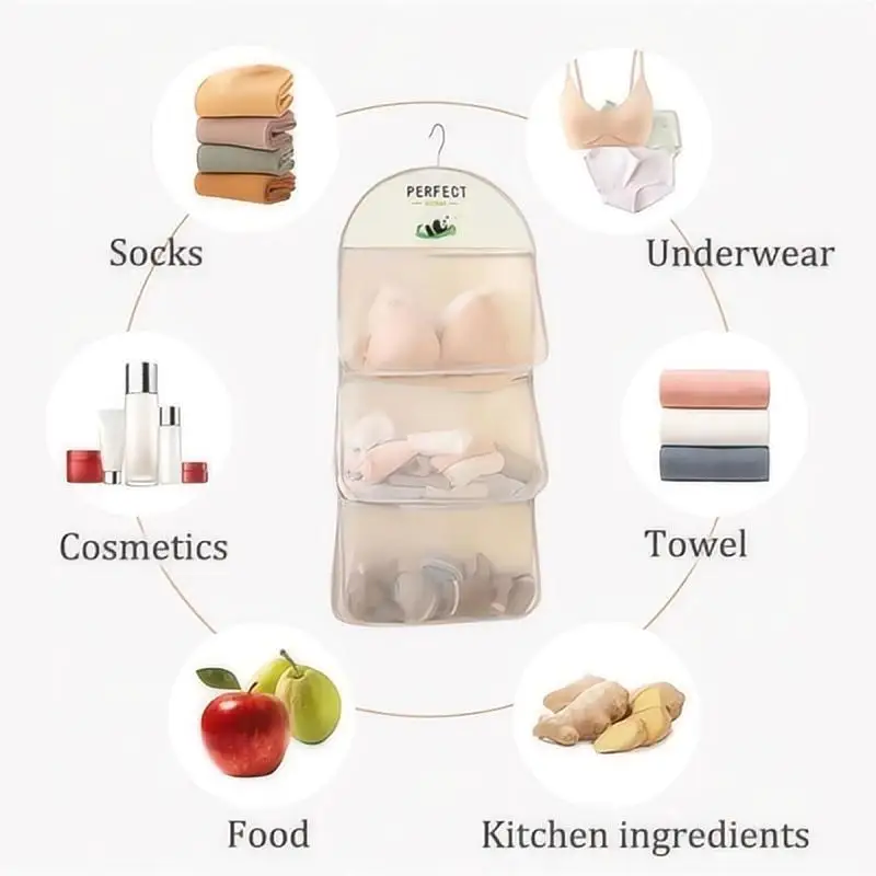 Breathable Mesh Wall Hanging Bag for Underwear Socks,Household Closet Underwear Storage Organization,Laundry Basket for Toy Doll 4