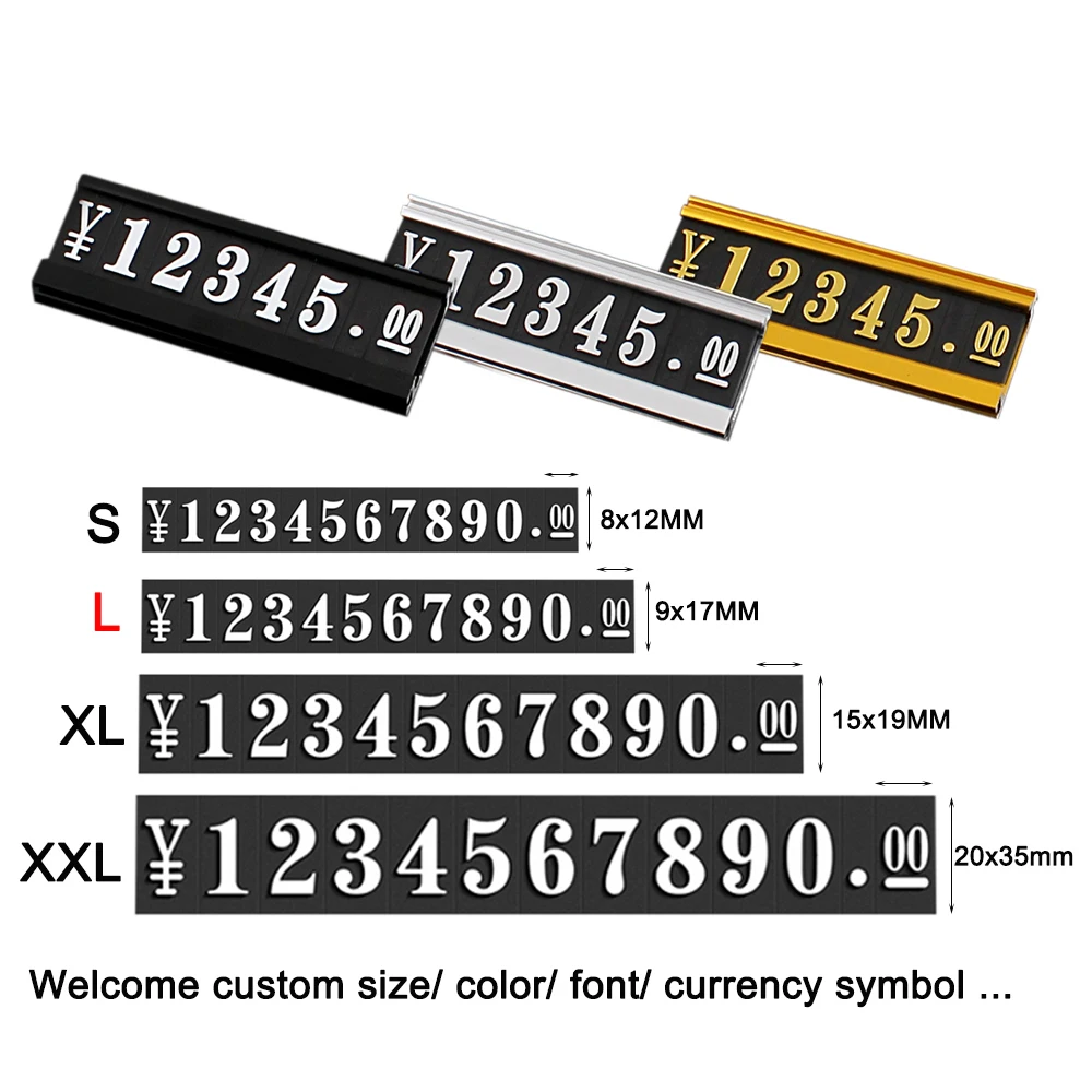 9X17Mm L Size Digital Metal Price Plate Prezzo Espositore Cornice In Alluminio Plastica Gioielli Prezzi Cubi Numero Block Cube