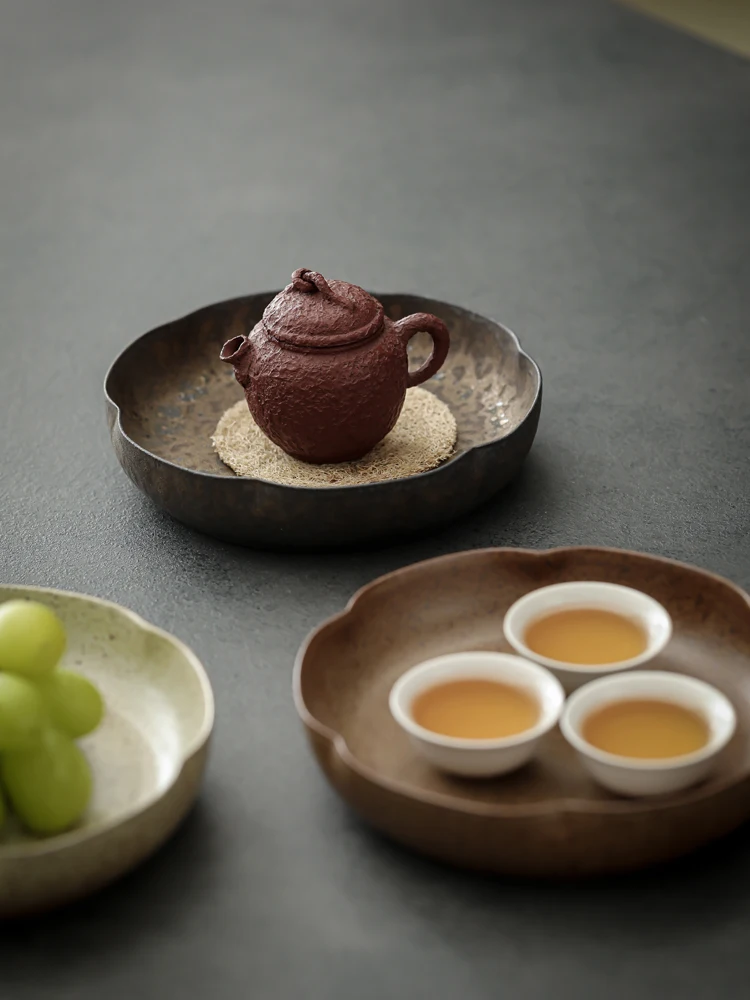 Small Size Cerc Tea Tray Sand Clay Tea Pot Holder Water Storage Gongfu Tea Set Rustic Sle Home Commercial Tea Room Display