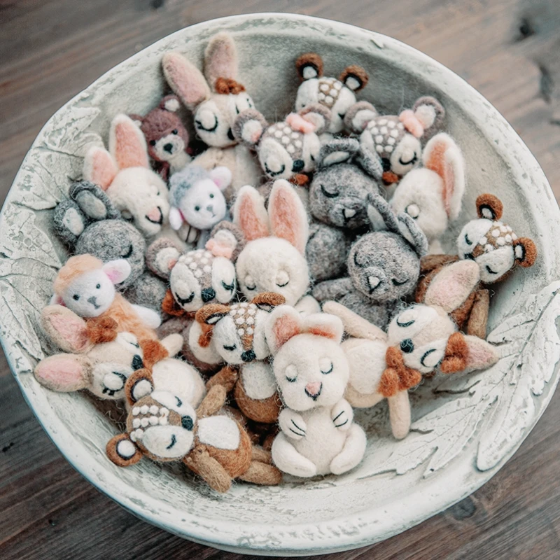 

Dvotinst Newborn Photography Props for Baby Cute Animals Handmade Wool Doll Fotografia Accessory Studio Shooting Photo Props