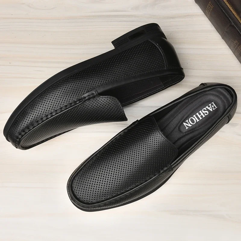 Genuine Leather Mens Shoes New Design Casual Loafers Slip-on Business Dress Shoes Comfortable Driving Footwear Classic Moccasins