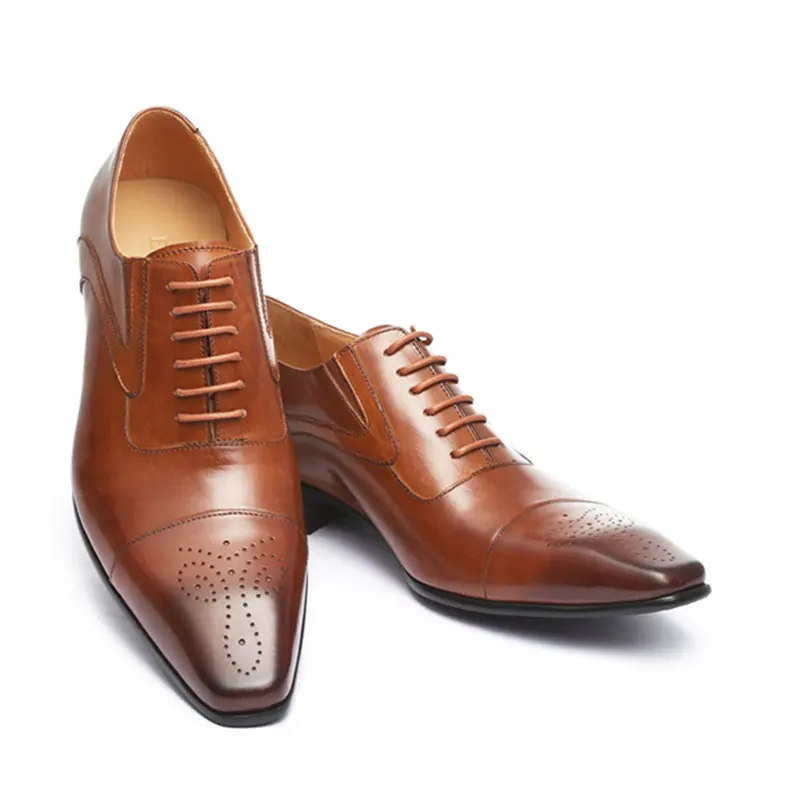 Handcrafted Mens Oxford Shoes Patent Calfskin Leather Brogue Dress Shoes Classic Business Formal Man mens brogue shoes