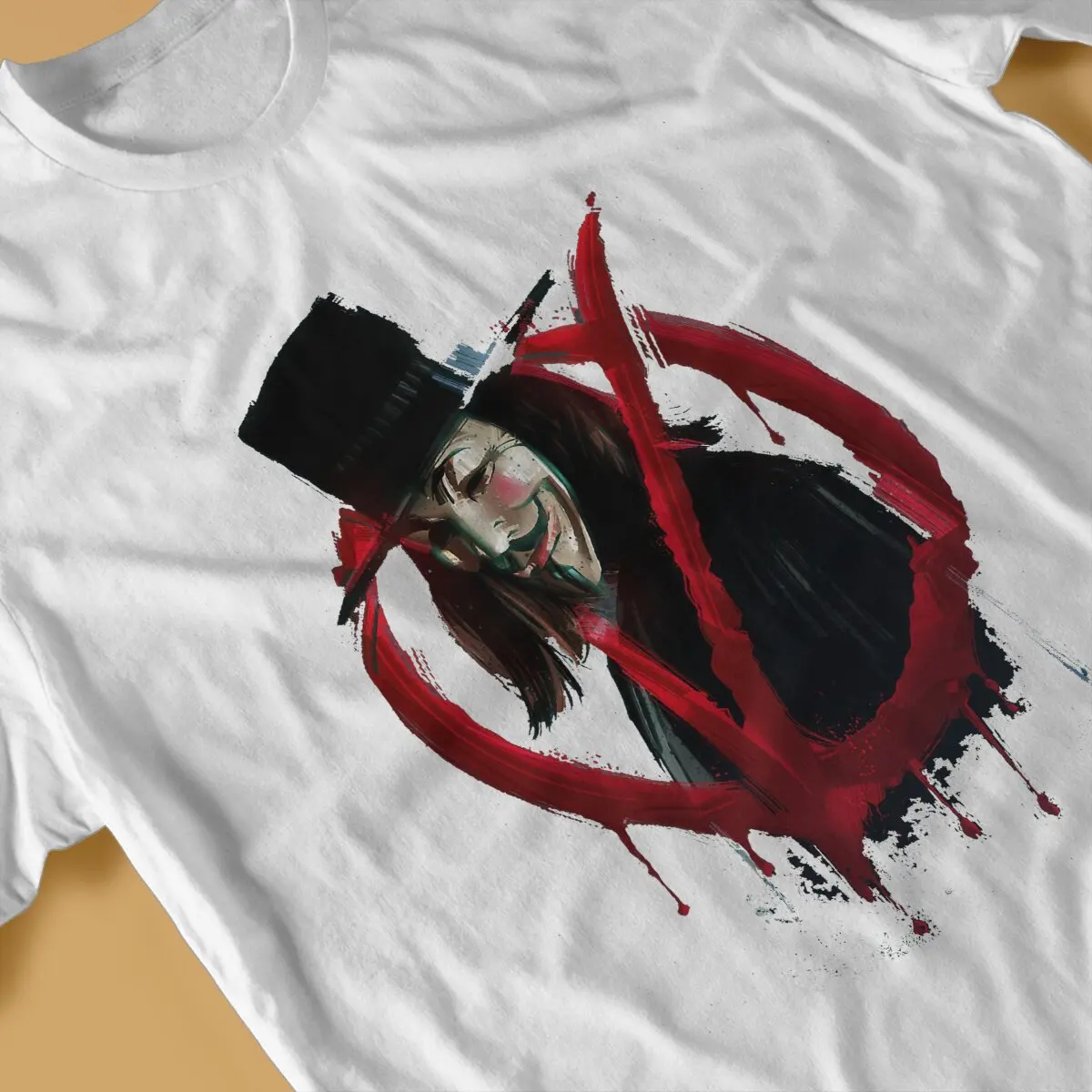 Oil Painting Men's T Shirt V For Vendetta Novelty Tees Short