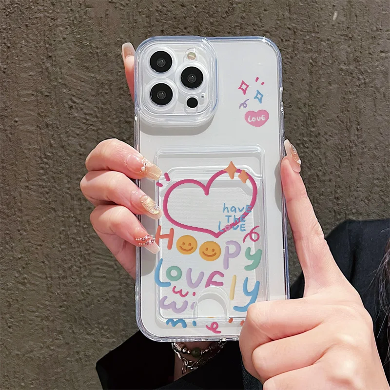 Sweet Heart Card Photo Holder Soft Case - Stylish Protective Back Cover