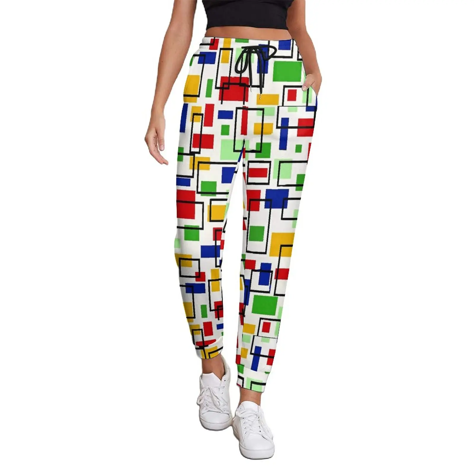 

De Stijl Jogger Pants Mondrian Print Hip Hop Joggers Spring Women Casual Graphic Oversize Trousers Gift Idea