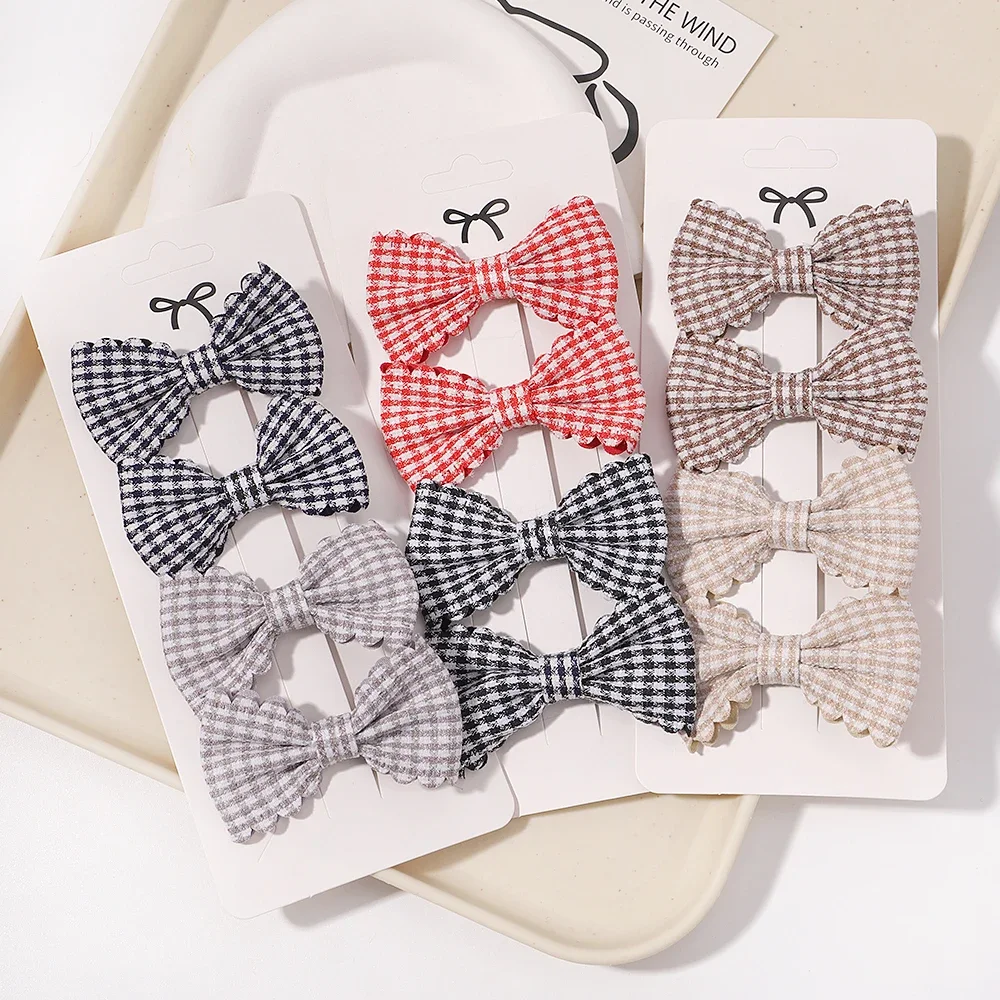 Hair Bows Hair Clips Set 4Pcs/Set Cute Candy Color Mini 2.5