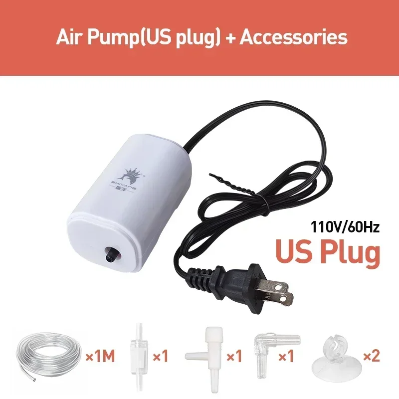 ตัวเลือกสินค้า 3W Silent Aquarium Air PUMP Ultra Silent Fish TANK Air Compressor 220 V-240 V 110V ปั๊มฟองสําหรับ Aquarium ออกซิเจน