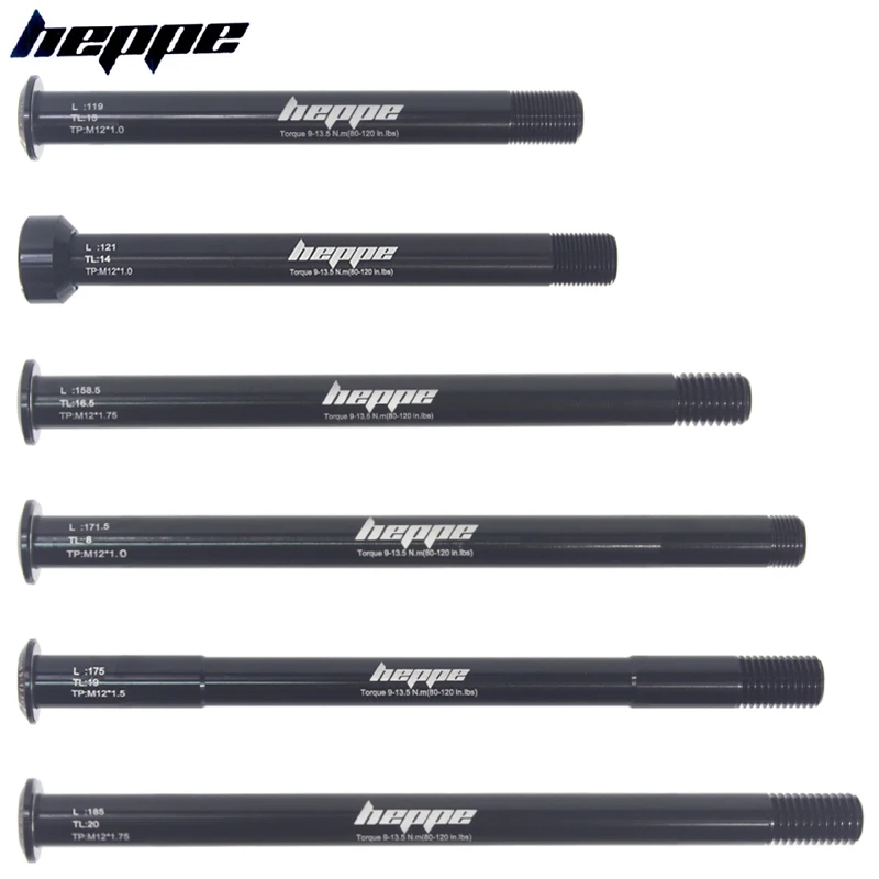 

HEPPE MTB Road Bike Skewers Front Fork Thru Axle 12x100 12x110 Rear Hub Thru Axle 12x142 12x148 M12xP1.0/P1.5/P1.75 Bike Parts