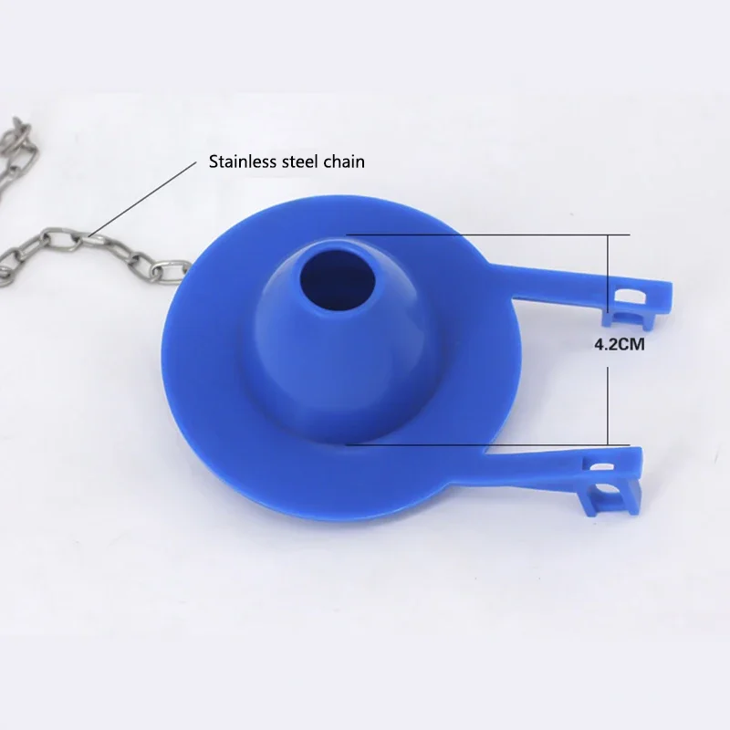 4Pcs/set Front Toilet Tank Flush Lever with Toilet Flapper and 2 Pcs Stainless Steel Chain Blue Handle Replacement Kit