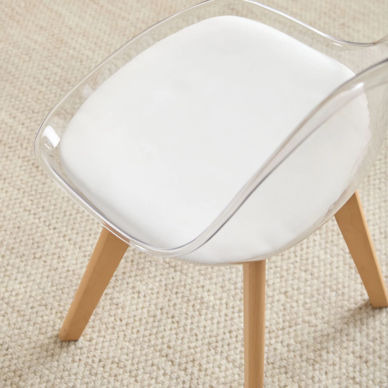 EGGREE Set di 4 Sedie da Pranzo Trasparenti, Sedia Imbottita in Stile