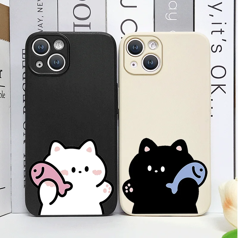 Cute Cartoon Fish Cat Couple Phone Case for IPhone 16 15 14 11 Pro Max 13 12 Mini XR XS X 7 8 16Plus SE2 Lovers Soft Cover Shell 4 Cute Cartoon Fish Cat Couple Phone Case for IPhone 16 15 14 11 Pro Max 13 12 Mini XR XS X 7 8 16Plus SE2 Lovers Soft Cover Shell – Bild 4