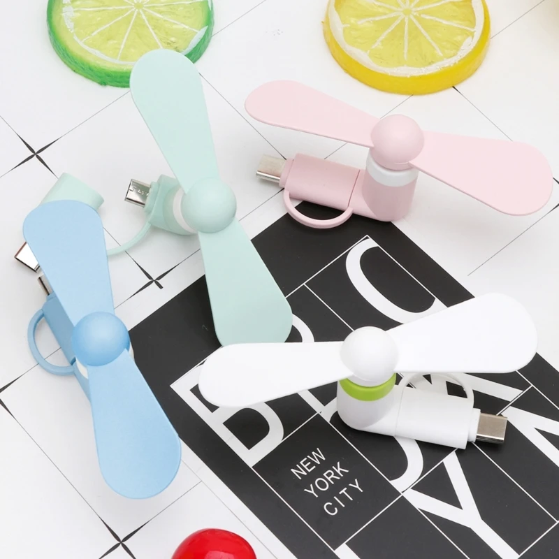 2 in 1 Cooler Type-C Handheld Cooling Fan Mini USB Fan Cell Phone Fans for android Micro USB Phones N3UC