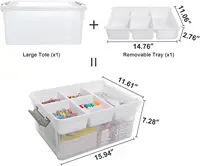 Plastic Storage Box with Removable Tray Craft Organizers and Storage Clear Storage Container for Organizing Bead, Tool, Sewing 2