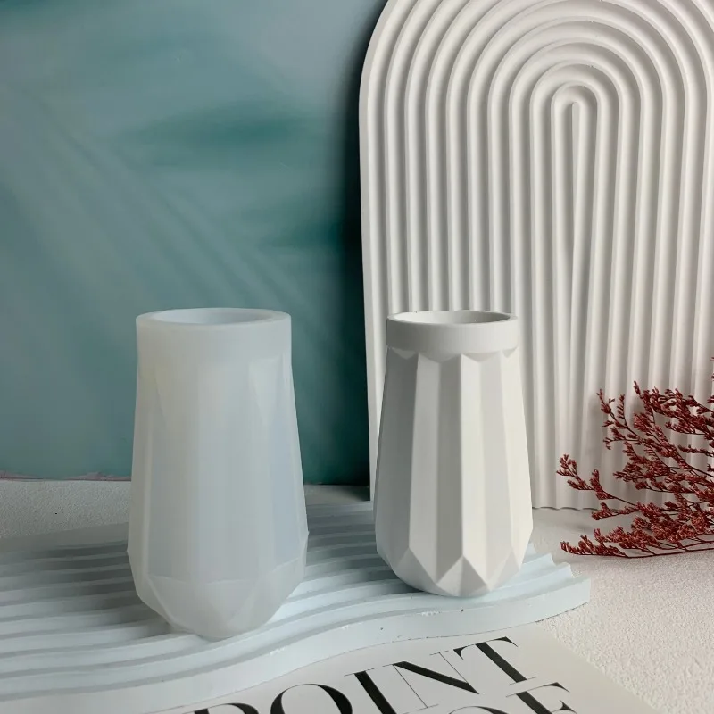 Faceted Vase Silicone Mold Concrete Flower Vase Mold Geometric Plaster Cement Molds Epoxy Resin Art Mould Home Decor