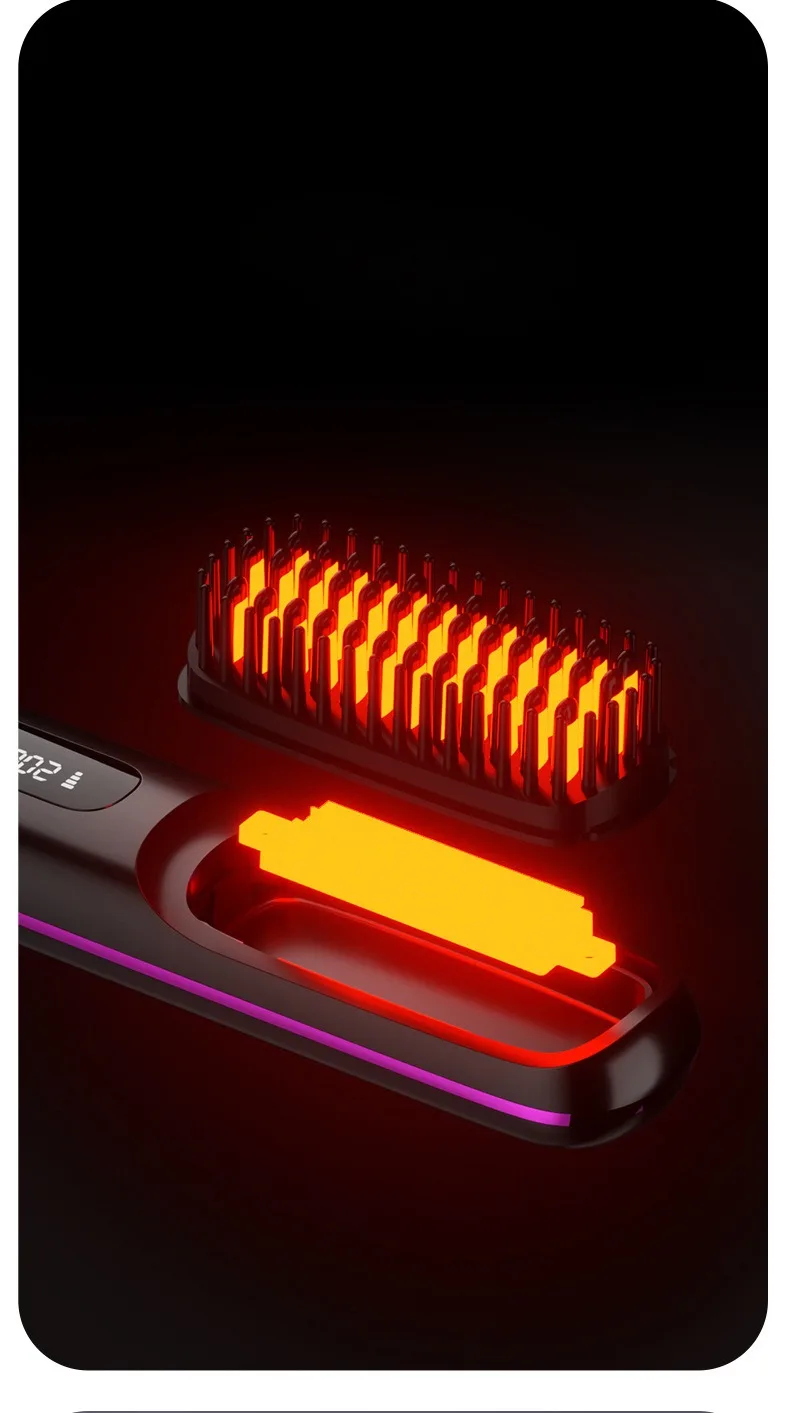 Hot Comb Hair Straightener Electric Negative Ions Hot Comb 3 Setting Smoothing 4