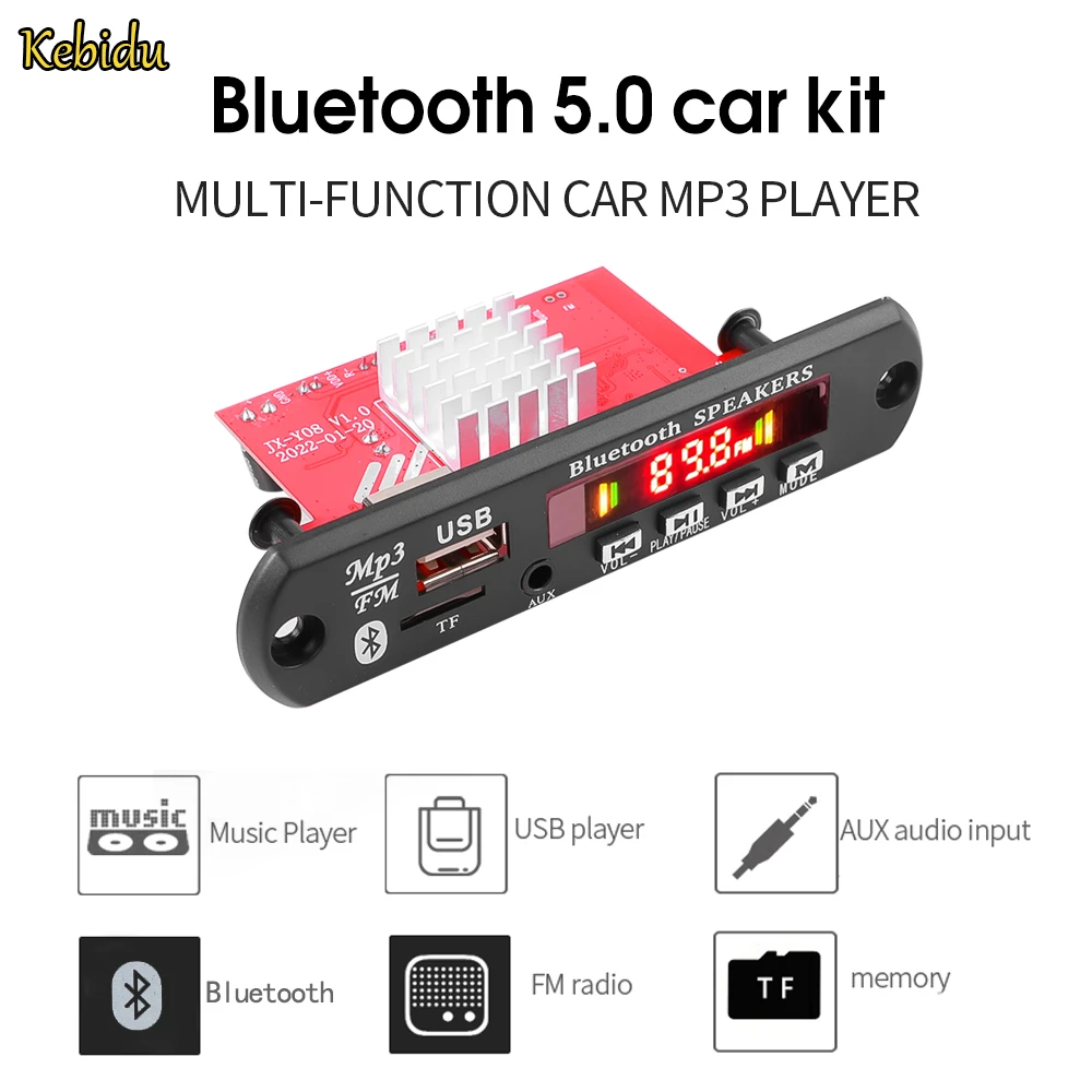 DC 8V-24V Bluetooth MP3 Decoder Board Support Power-off Memory Folder Switching  2*60W Amplifier Call Recording FM Audio Module