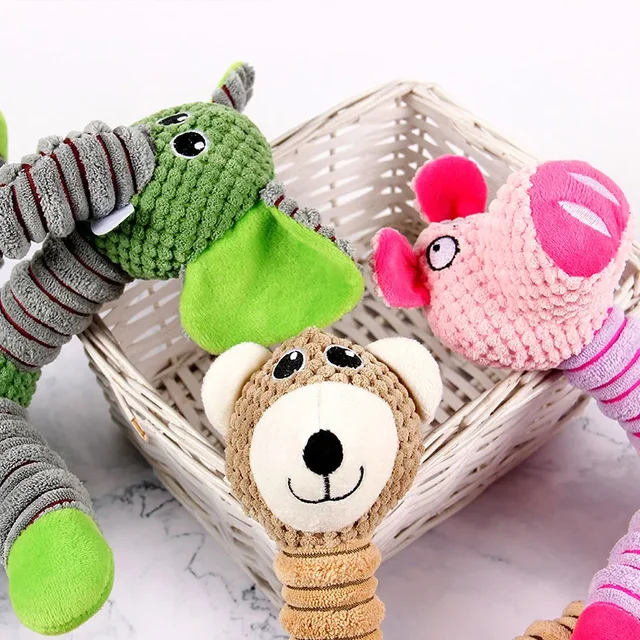 Indestructible Large Dog Sound Squeaky Toys Animals Shape Pet Soft Plush Chew Molar Training Toy Puppy Bite Teeth Dental Toys 3