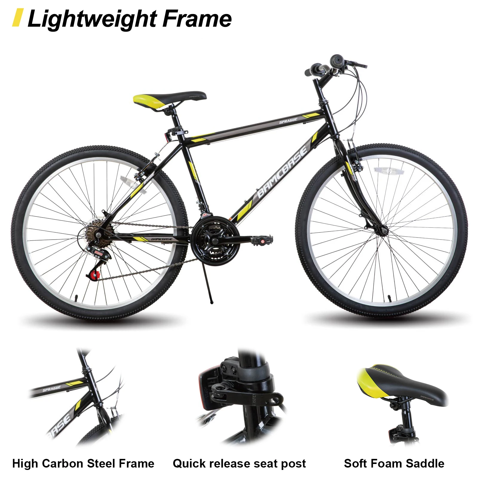 Hiland 24 26 inch Mountain Bike for Men Women, 21 Speeds High-Carbon Steel Frame, Sport Cycling MTB Bicycle for Adult 2