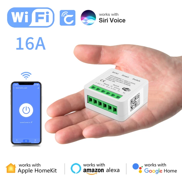 Acheter Mini commutateur WiFi intelligent 16A certifié MFI, contrôle  bidirectionnel, minuterie de disjoncteur de relais pour maison  intelligente, fonctionne avec Apple Homekit Alexa Google Home