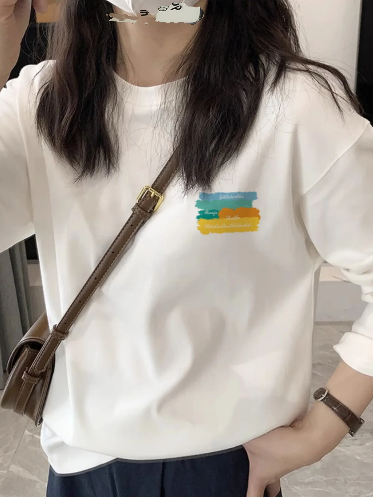 White Pure Cotton Long Sve Women's T-irt Thiened Inner Wear Base irt Korean Sle Autumn Winter Faion Top