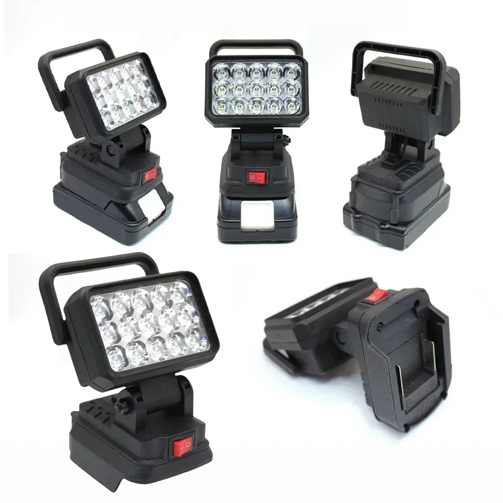 Portable work light 15 Beads LED Working Light Spotlight Portable Lamp Hand Lantern For Makita For Dewalt Milwaukee Bosch 18V Li-ion Battery