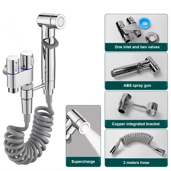 2025 ใหม่ทองแดงมือถือห้องน้ํา sprayer, bidet ก๊อกน้ํา, หัวฝักบัว,สุขาภิบาลห้องน้ําก๊อกน้ํา, double outlet bidet 1