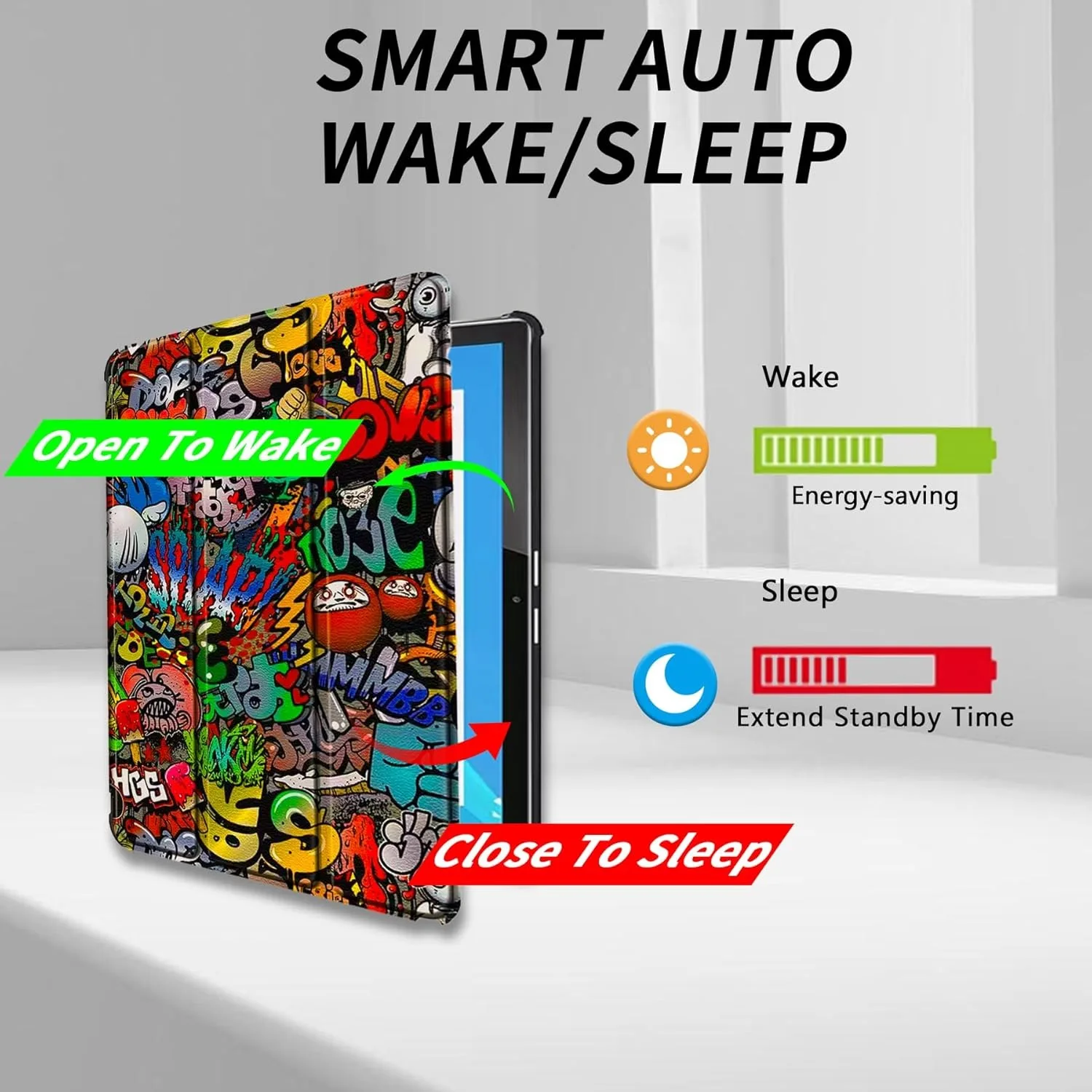 Slim PU Leather Hard Cover with Auto Sleep/Wake Function