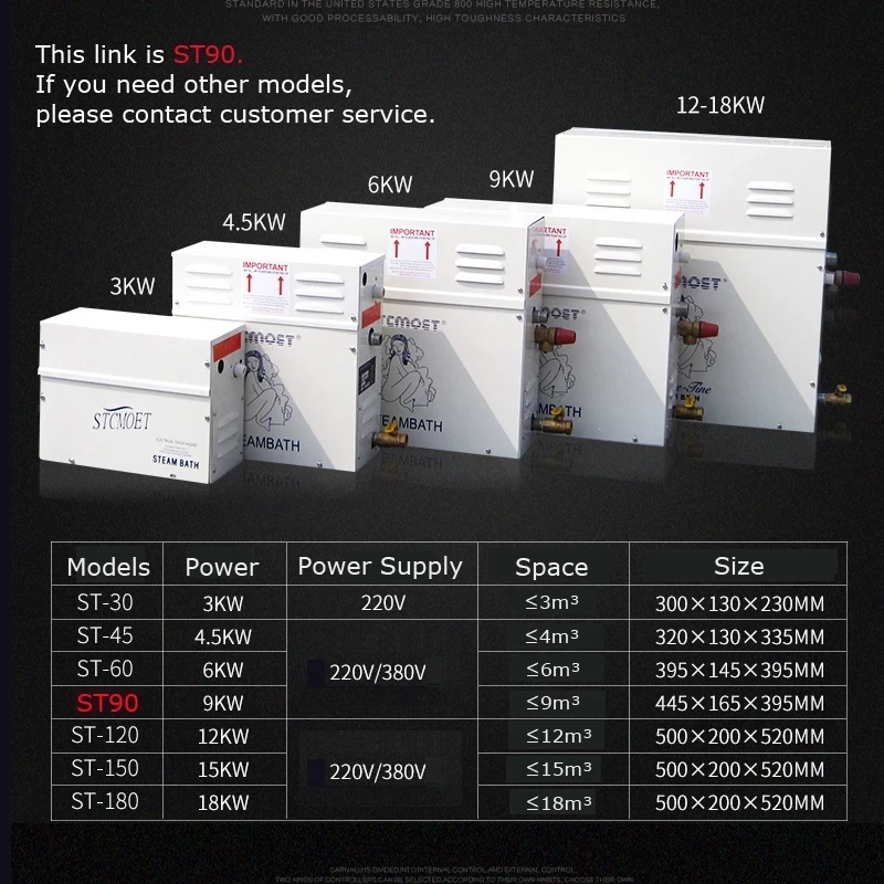 Steam Generator 220V/380V Home Steam Maker Machine Sauna Bath SPA Steam Shower 9KW Digital Controller Mist Making Machine ST-90 2