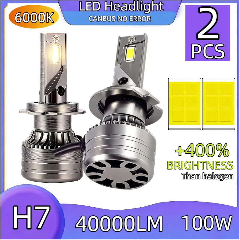 H7 H4 H1 LED 헤드라이트 초고휘도 H8 H11 H13 자동차 주행등 9004 9005 9006 LED 헤드라이트 전구 9007 9012 40000LM 100W