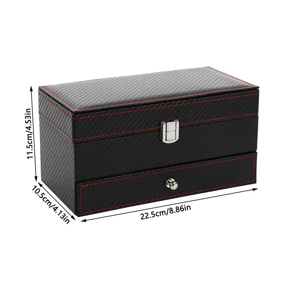 Watch Box Storage 2 Mens Watch Jewelry Display Box Drawer Lockable Case Organizer Jewelry Tray