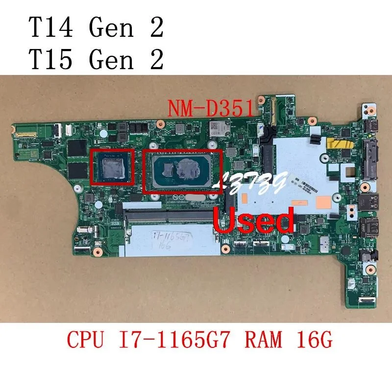 Nm-D351 Per Lenovo Thinkpad T14 Gen 2/T15 Gen 2 Scheda Madre Del Computer Portatile Cpu I7-1165G7 16G Swg Fru 5B21B88700