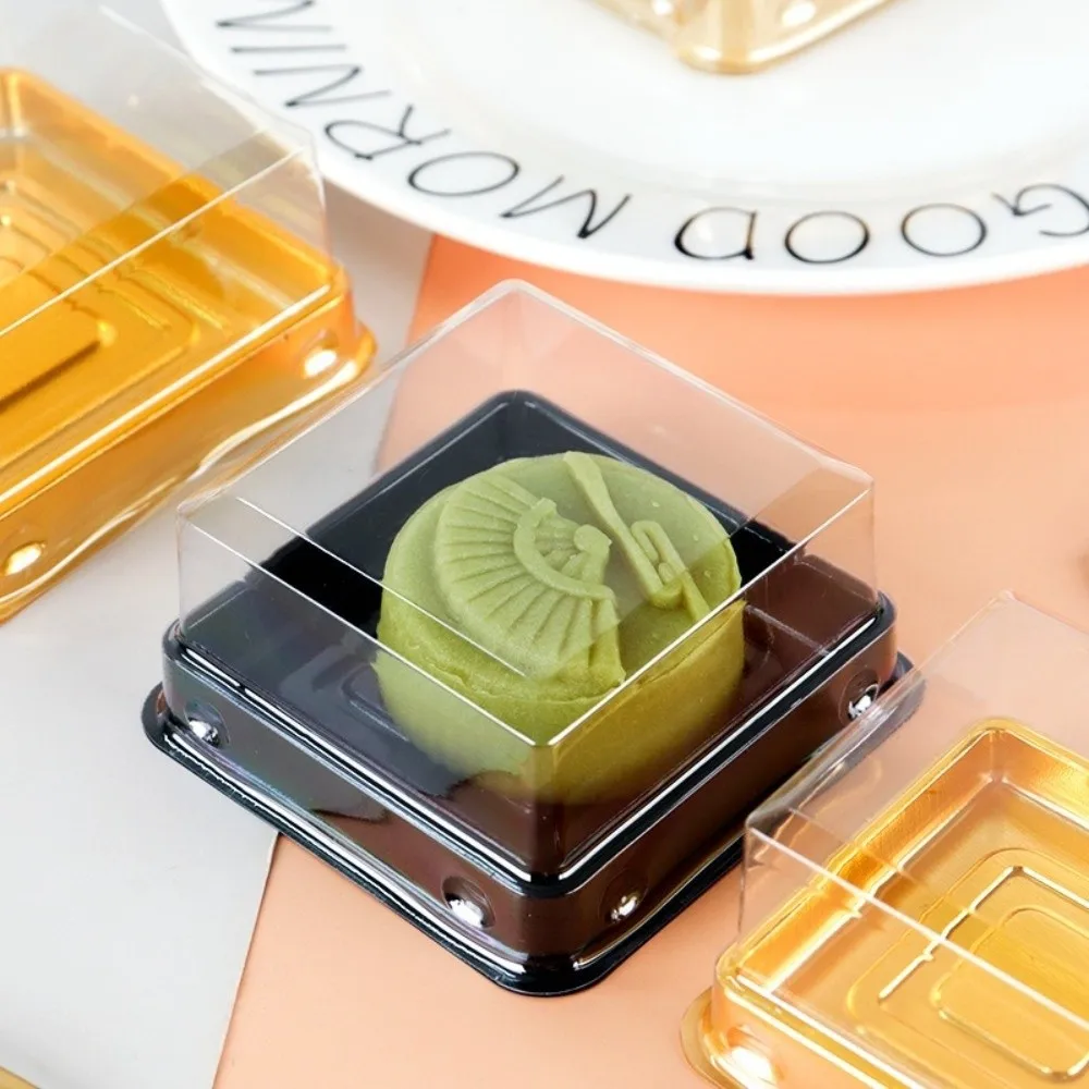 50Pcs Moon Cake Boxes, Square Plastic Cupcake and Muffin Containers, Transparent Pastry... - SKU PCB01628 - UGI Packaging