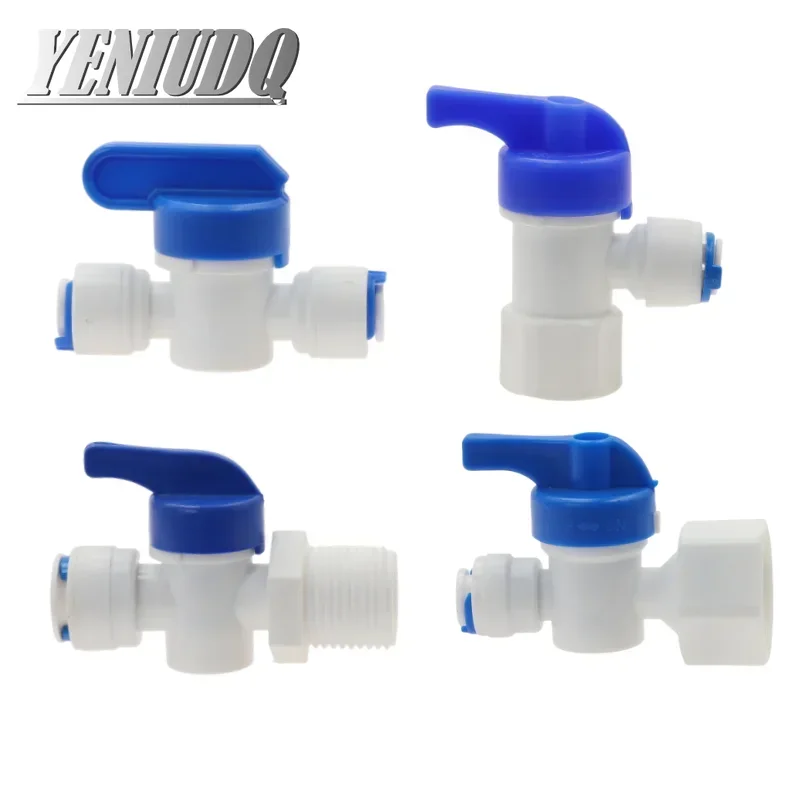 Reverse Osmosis RO Feed Tee Plastic Ball Valve 1/4" 3/8" Hose Quick Coupling 1/2" Male 3 Way Faucet Water Purifier Tap Connector - 13