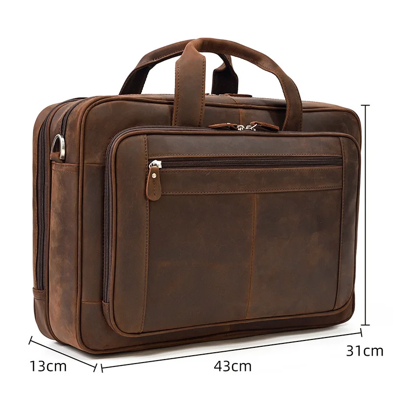 15.6″ Vintage Leather Briefcase For Men