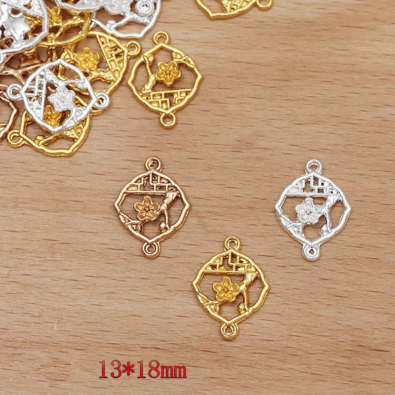 

SEA MEW 200 PCS 13x18mm Metal Alloy Flowers Pendant Connector Charms DIY Accessories For Jewelry Making