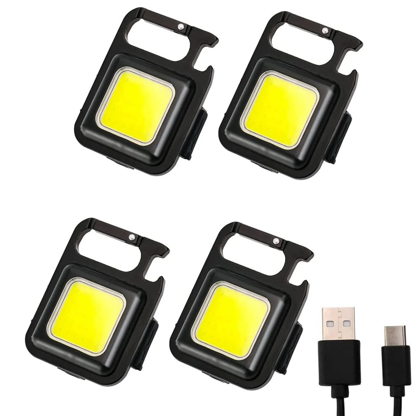 4pcs Brightest Keychain Flashlight 500 Lumens Small Keychain Lamp COB