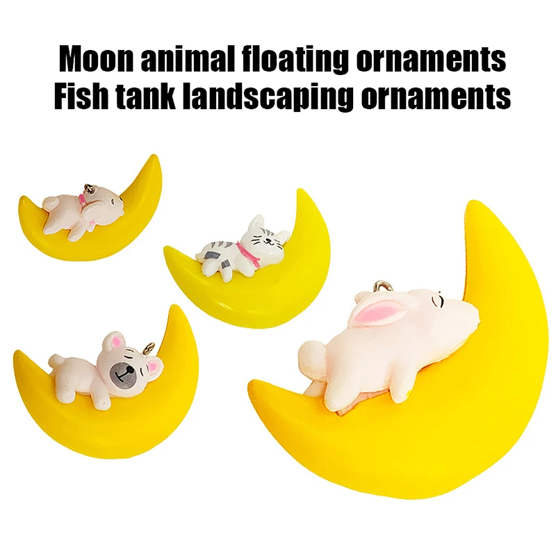 

Underwater Ornament Colorful Cute Moon Animal Floating Decoration Landscape Accessories