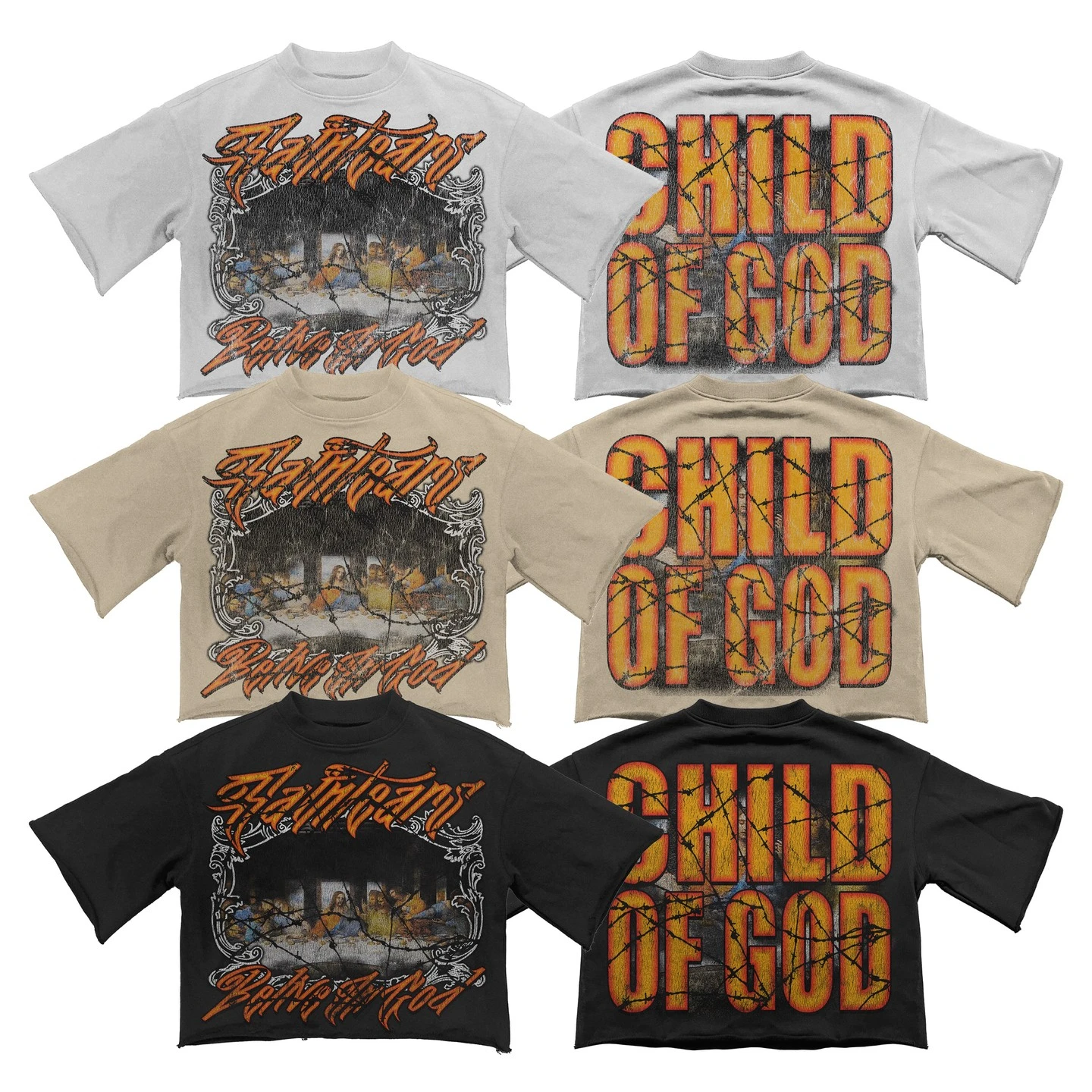 Streetwear Classic Seven Quarter Sleeves Tops Retro Famous