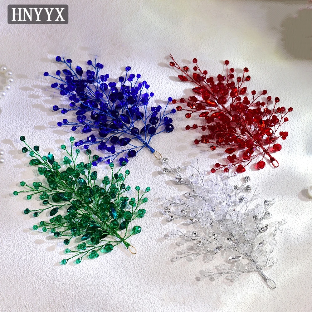 HNYYX Rhinestone Headpieces Bridal Wedding Jewelry Hair Accessories Handmade Green Crystal Woman Gown Headress Party Gift A235 bridal hair accessories