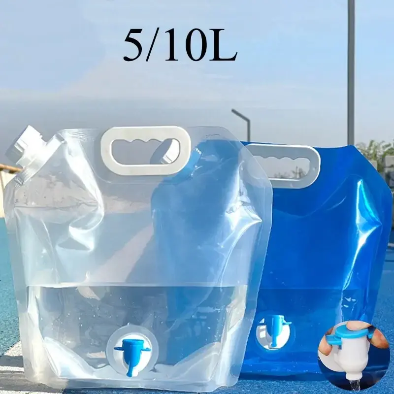 Folding Water Bag 5/10L Camping Water Bag Portable Folding Water Bucket Large Container Outdoor Travel Collapsible Pouch Can Camping Supplie